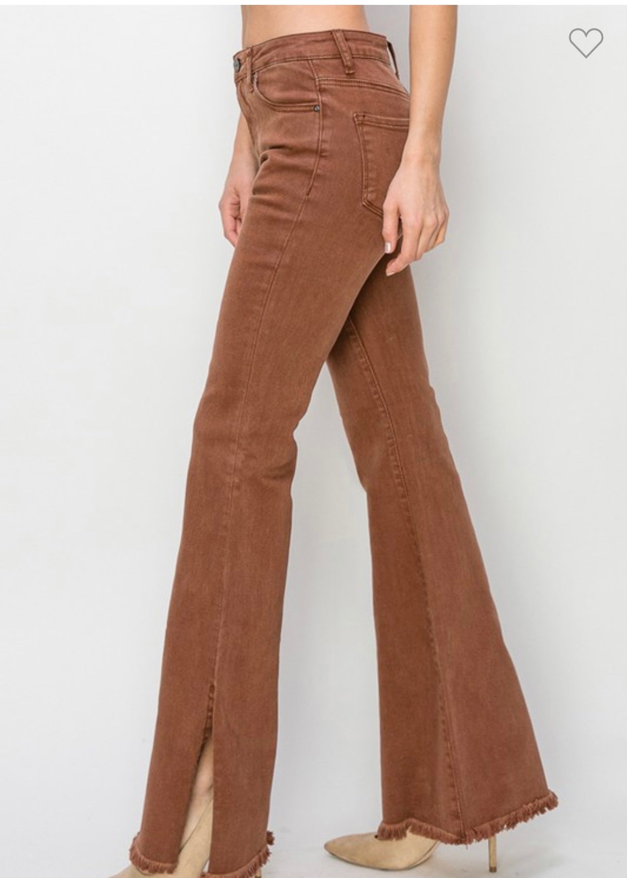 High Rise Side Slit Flare Pants