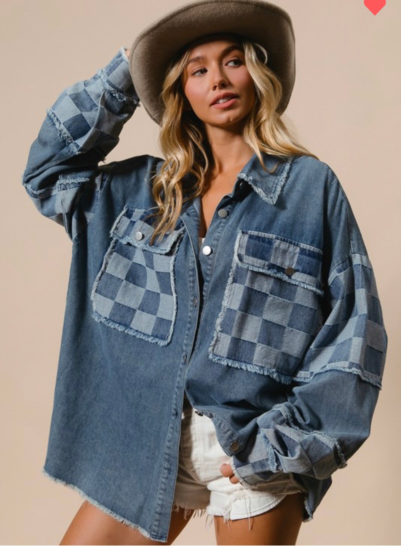 checkered denim shirt